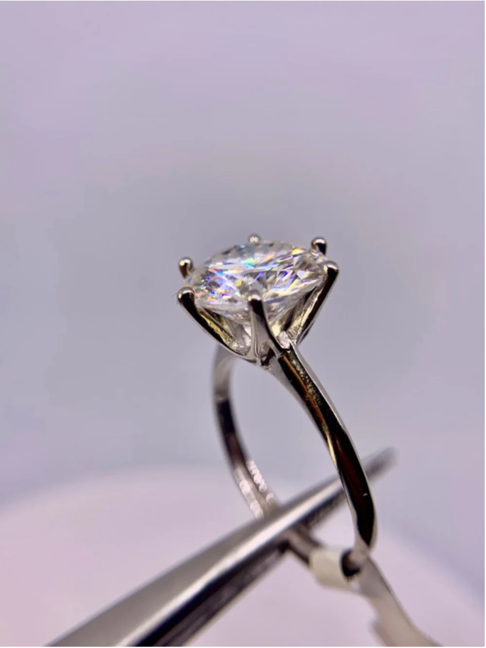 Adjustable Moissanite Ring 5 Ct Brilliant Round Cut Solitaire GRA 925 Silver